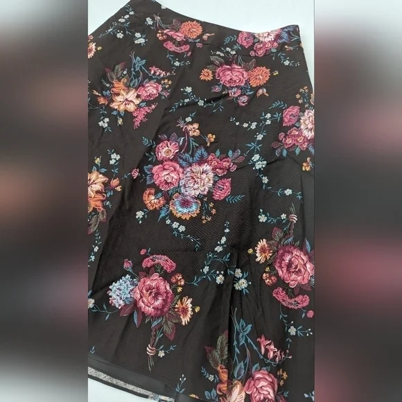 Pendleton Skirt Silk Wool  Floral midi skirt brown lined Size 14 - Picture 10 of 14